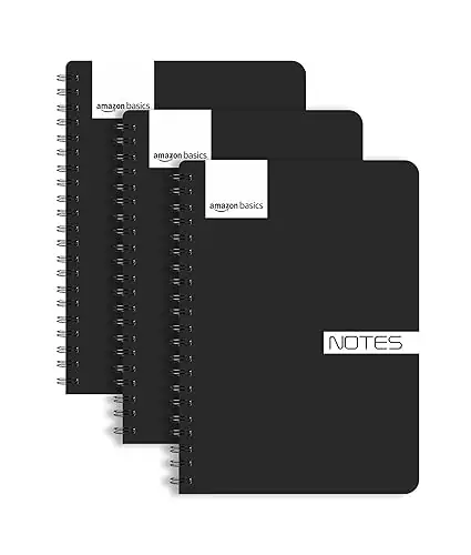 amazon basics College Spiral Notebook | A5 Size | 5.5" x 8.2" Blank Travel Writing Notebooks | 120 Pages Each | Ideal for Students, Office, Business, & Sketching | Set of 3