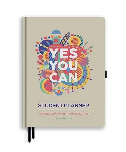TINYCHANGE Student Planner – 12-Month Undated Study Diary for School & College | B5 Hardcover Academic Organizer with 52 Learning Resources & 400 Golden Stickers