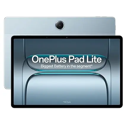 OnePlus Pad Lite with Biggest Battery in Segment 9340 mAh, 11"(27.94 cm) Display with 500 nits Brightness & 11 Hrs of Video Playback, 8GB RAM 128GB Storage, LTE, Aero Blue