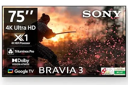 Sony BRAVIA 3 Series 189 cm (75 inches) 4K Ultra HD AI Smart LED Google TV K-75S30B (Black)